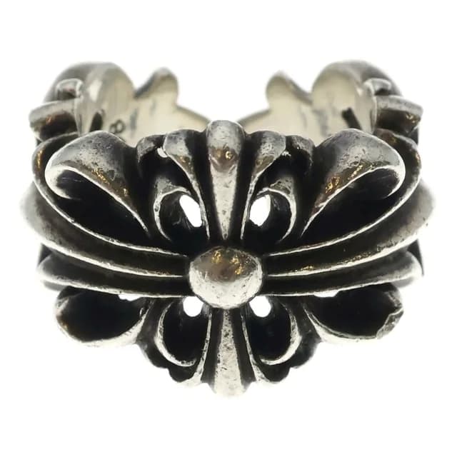 Chrome Hearts Dbl Flrl Double Floral Cross Ring Silver in Silver from The Reluxe, photo 1 of 1
