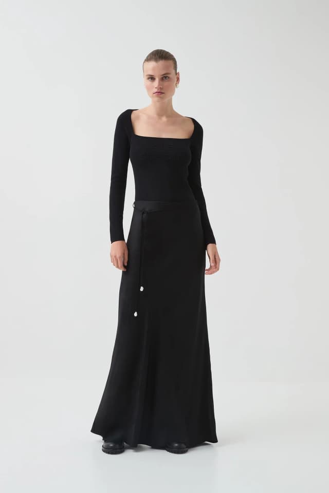 Aje Studio Lana Bias Maxi Skirt in BLACK, image 1 of 1 from Aje