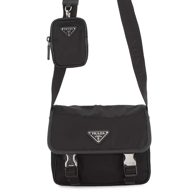 Prada Shoulder Bag Re-Nylon Triangle Logo Black in Black Nylon from The Reluxe, photo 1 of 1