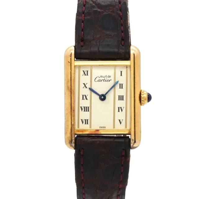 Cartier Must Tank SM Vermeil Vintage Watch 925 Sterling Silver Quartz in Silver Leather from The Reluxe, photo 1 of 1