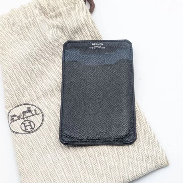 Hermès City Veau Epsom Black Navy Card Case Business Holder in Black Epsom leather from The Reluxe, photo 1 of 1