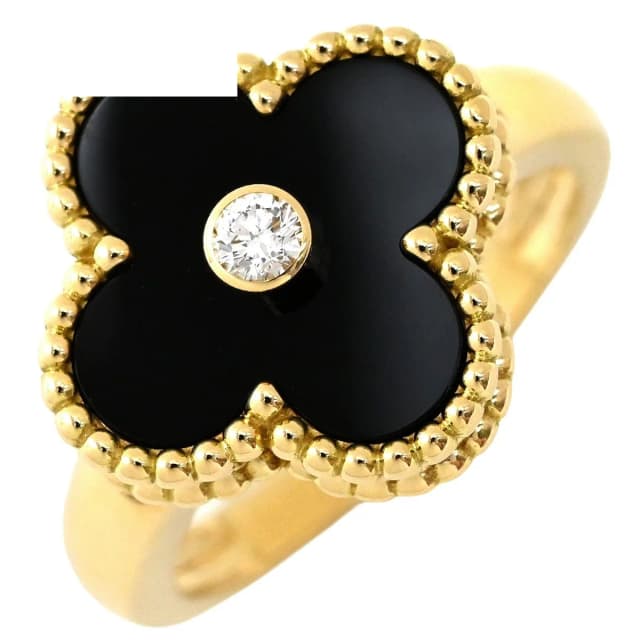 Van Cleef & Arpels Ring Vintage Alhambra Black Yellow Gold 51 Diamond Onyx in Black from The Reluxe, photo 1 of 1