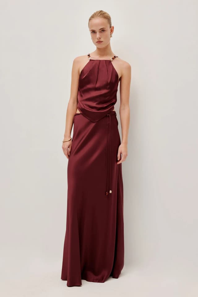Aje Studio Roux Cross Back Top in GARNET, image 1 of 1 from Aje