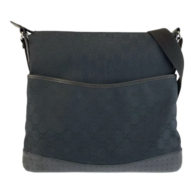 Gucci Black Silver GG Canvas Shoulder Bag Pochette in Black Canvas from The Reluxe, photo 1 of 1