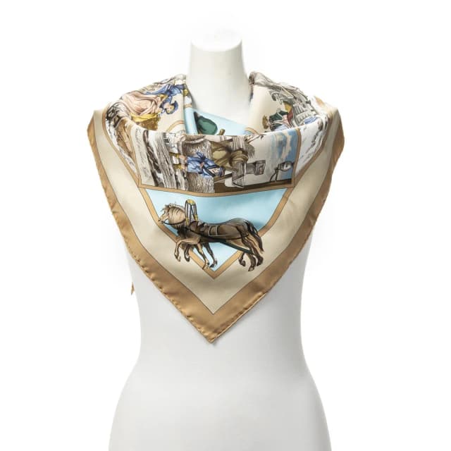 Hermès Scarf Beige in Beige Silk from The Reluxe, photo 1 of 1