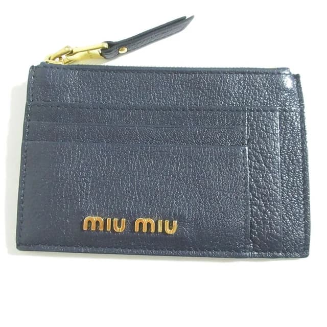 Miu Miu Madras Leather Coin Card Holder Navy Purse in Navy Leather from The Reluxe, photo 1 of 1