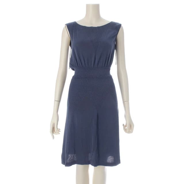 Chanel Cotton Change Knit CC Logo Plate Dress Sleeveless Top Skirt Navy 38 in Navy from The Reluxe, photo 1 of 1