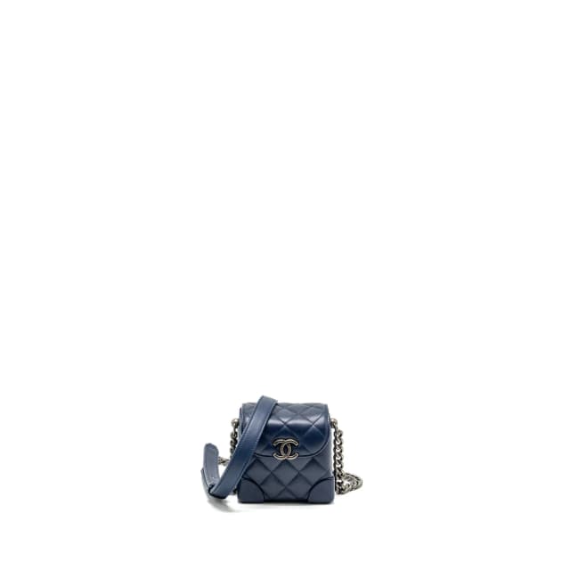Chanel 20C mini trunk Flap bag Calfskin Navy blue Ruthenium hardware in Navy Calfskin from EMIER, photo 1 of 1