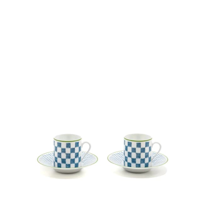 Hermès A Walk In The Garden Coffee Cup and Saucer Blue (2 Sets) in Blue from EMIER, photo 1 of 1