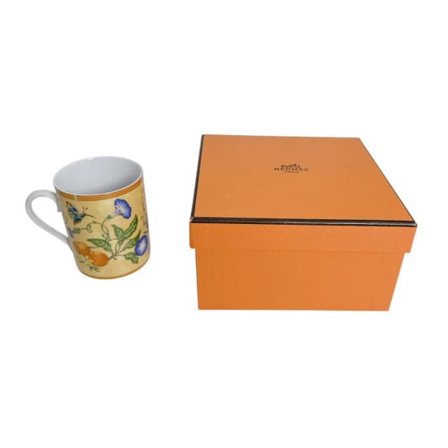 Hermès Cup Fruit South Country Bird Siesta Mug Yellow White in White Ceramic from The Reluxe, photo 1 of 1