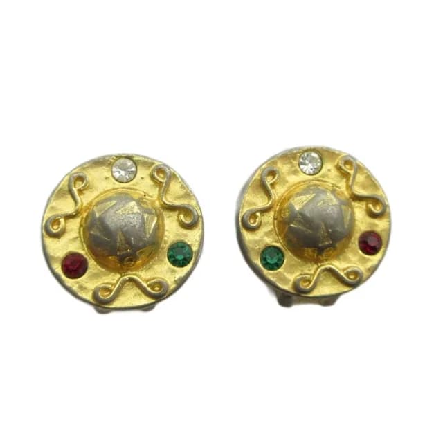Celine Earrings Clip on Rhinestone Gold in Gold from The Reluxe, photo 1 of 1