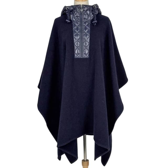 Moncler Hooded Cape Navy in Navy Nylon from The Reluxe, photo 1 of 1