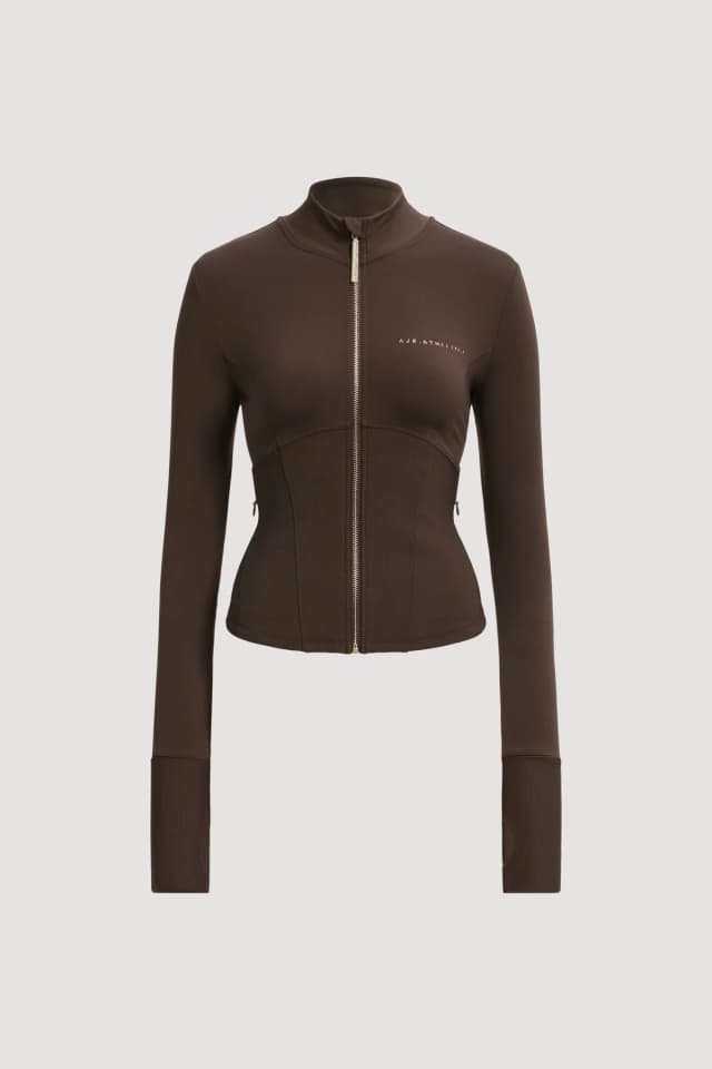 Athletica Fitted Running Jacket in CHOCOLATE, image 1 of 1 from Aje