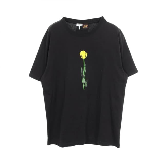 Loewe Short Sleeve T-Shirt Floral Print Black Cotton in Black from The Reluxe, photo 1 of 1