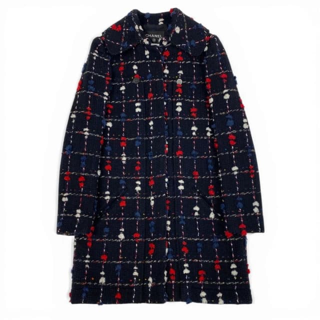 Chanel CC Button Tweed Wool Acrylic Soutien Collar Coat in Tweed from The Reluxe, photo 1 of 1