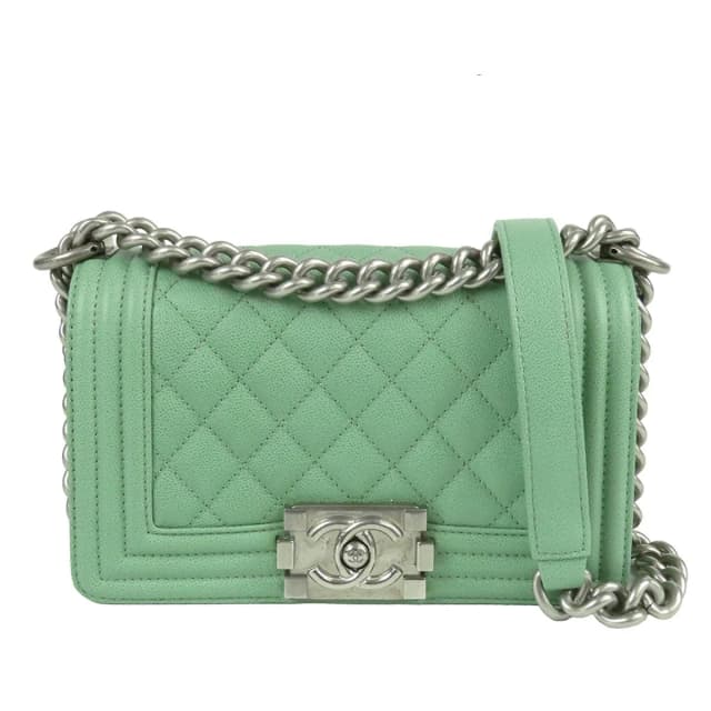 Chanel Boy Mint Green Caviar Leather 20 Small Chain Shoulder Bag in Green Caviar leather from The Reluxe, photo 1 of 1