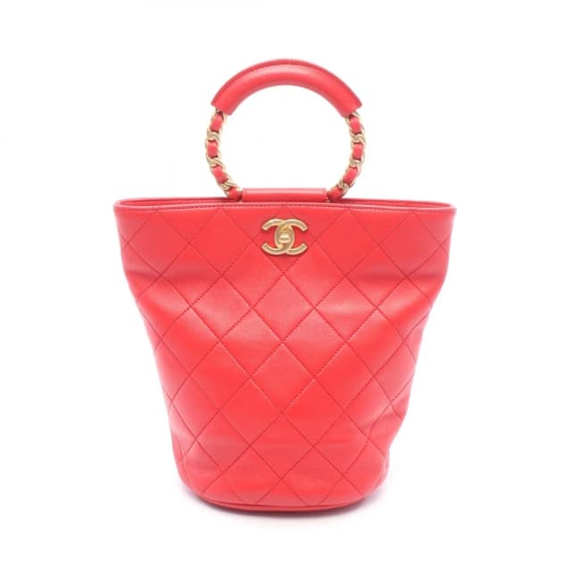 Chanel Backpack Quilted Loop Handle Red Skin Chain in Red Lambskin from The Reluxe, photo 1 of 1