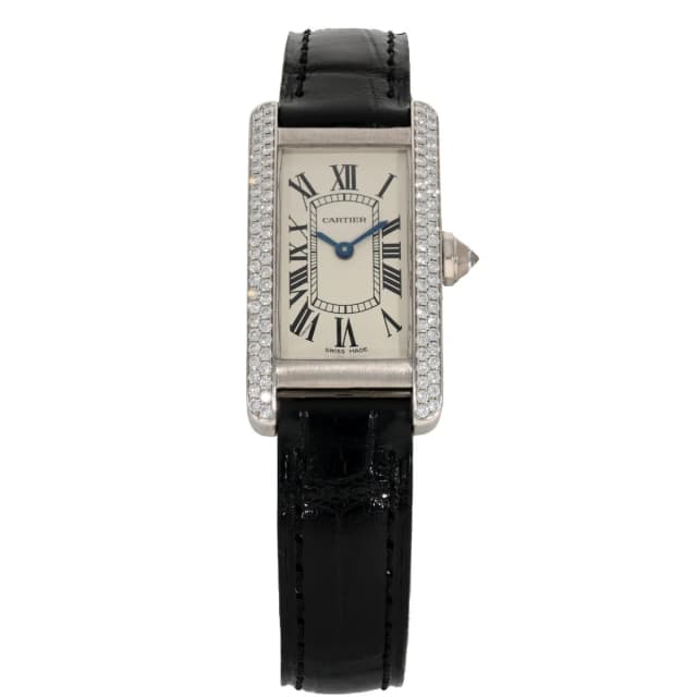 Cartier Tank Americaine WB701851 19mm White Gold Watch in White Leather from H&T, photo 1 of 1