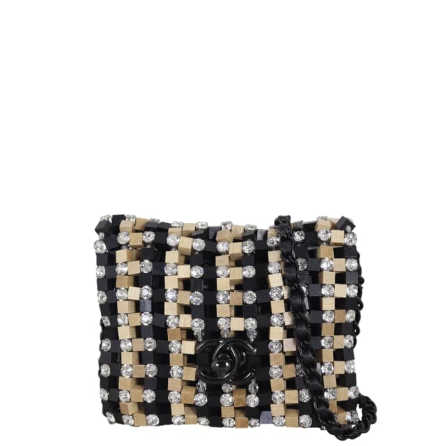 Chanel Metiers d'Art Crystal Wood Clutch on Chain in Leather from Luxe.It.Fwd, photo 1 of 1