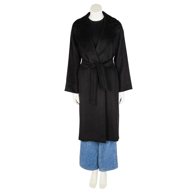 Max Mara Camel Wool Manuela Belted Coat IT 38 in Black Wool from Blue Spinach, photo 1 of 1