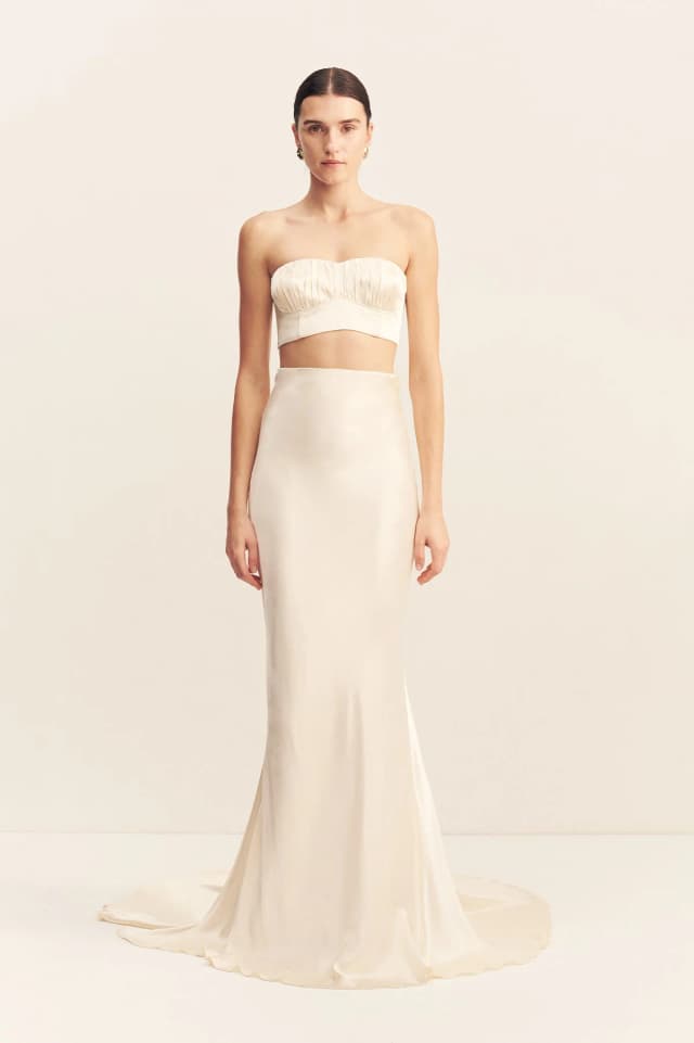 Shona Joy LA LUNE HIGH WAIST MAXI SKIRT - CREAM, image 1 of 1 from Shona Joy