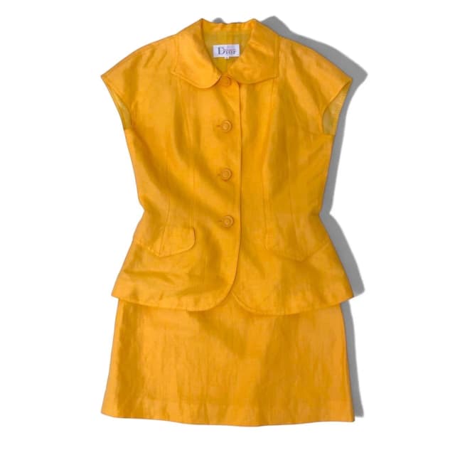 Dior Mademoiselle Set Skirt Suit French Sleeve Jacket Yellow L in Yellow from The Reluxe, photo 1 of 1
