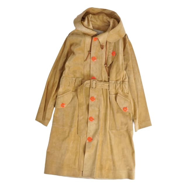 Loewe Coat Long Hooded Suede Leather Beige 36 in Beige Suede from The Reluxe, photo 1 of 1