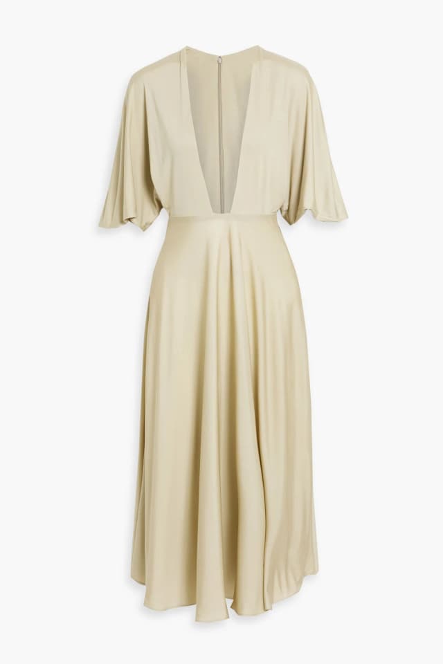 Valentino Garavani Silk-Jersey Midi Dress in Sage green, image 1 of 1 from THE OUTNET