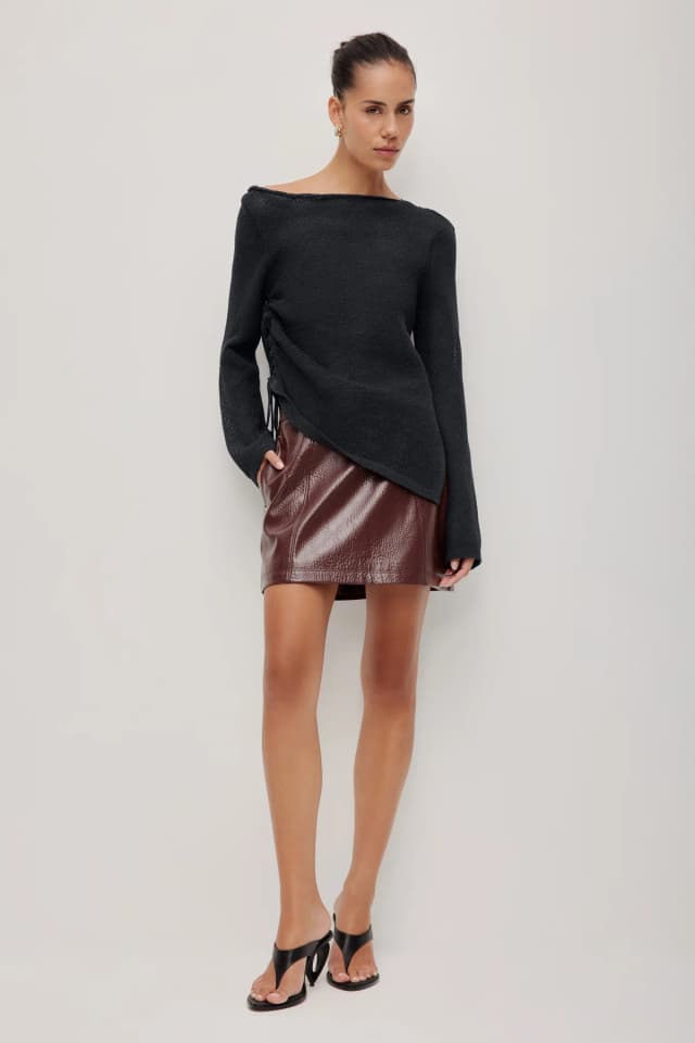 Aje Studio Suri Long Sleeve Knit Top in BLACK, image 1 of 1 from Aje