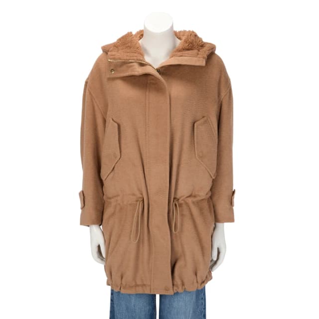 Max Mara Dionea Drawstring Hooded Coat IT 36 in Camel from Blue Spinach, photo 1 of 1