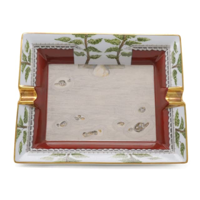 Hermès Ashtray Tray Case Karesansui Japanese Garden Ceramic White Bordeaux in White Ceramic from The Reluxe, photo 1 of 1