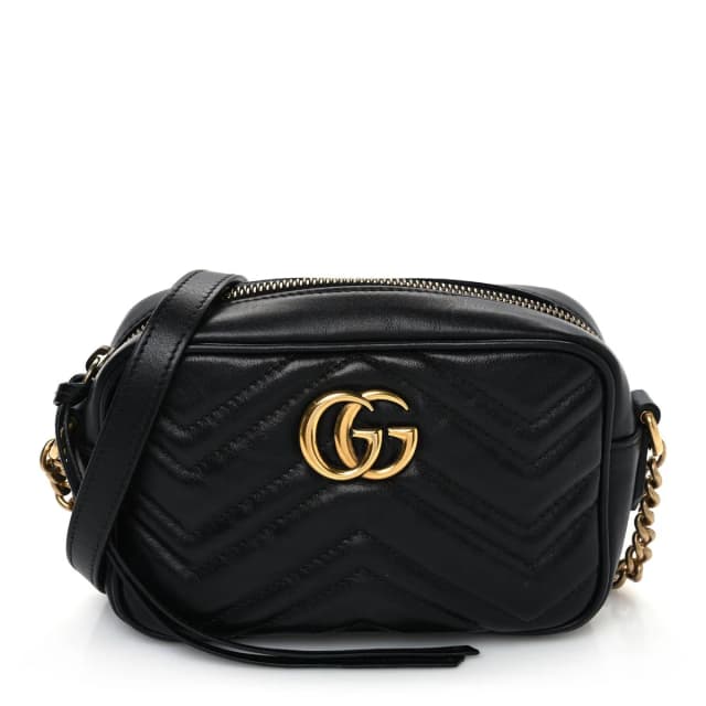 Gucci Mini GG Marmont Matelasse Calfskin Chain Shoulder Bag - Black in Black Calfskin from H&T, photo 1 of 1