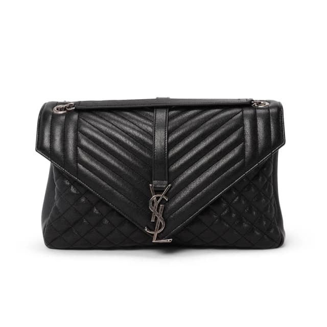 Saint Laurent Large Monogram Envelope Satchel in Black Calfskin from Blue Spinach, photo 1 of 1