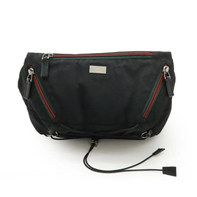 Gucci Sherry Line Belt Bag Waist Pouch Hip Nylon Canvas Black Silver in Black Canvas from The Reluxe, photo 1 of 1