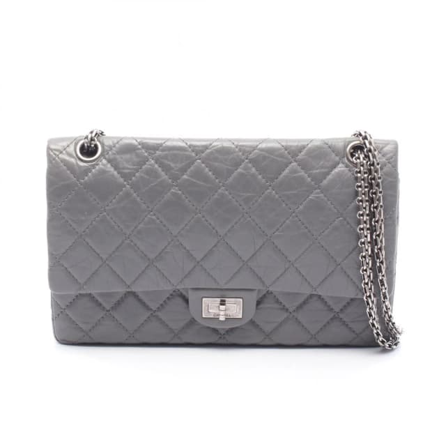 Chanel Shoulder Bag 2.55 Quilted Double Flap Gray Calfskin Chain in Grey Calfskin from The Reluxe, photo 1 of 1