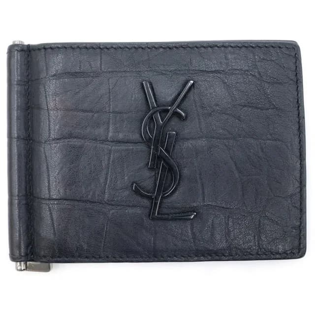 Saint Laurent Front Logo Croco Card Case Black in Black from The Reluxe, photo 1 of 1
