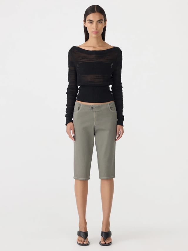 Bassike Cotton Twill Capri Pant, image 1 of 1 from bassike