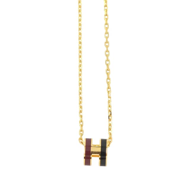 Hermès Mini Pop H Rocabar Necklace Gold Black Bordeaux in Black from The Reluxe, photo 1 of 1