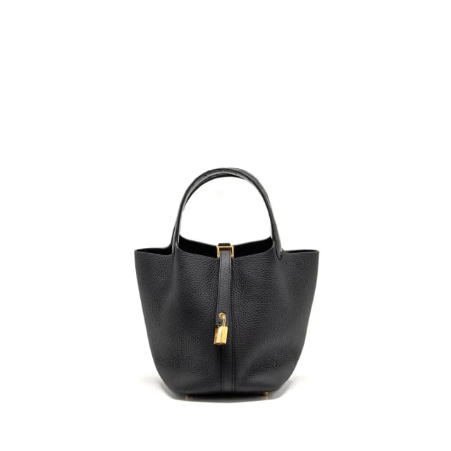 Hermès Picotin 18 Touch Lock Bag Clemence/Alligator Mississippiensis Mat Black GHW Stamp K in Black Clemence leather from EMIER, photo 1 of 1
