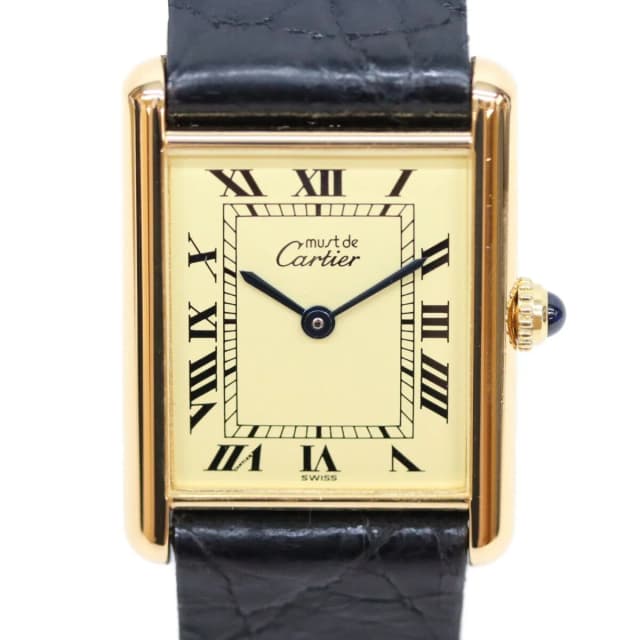 Cartier Must Tank LM Vermeil Ivory Dial Leather in White Leather from The Reluxe, photo 1 of 1