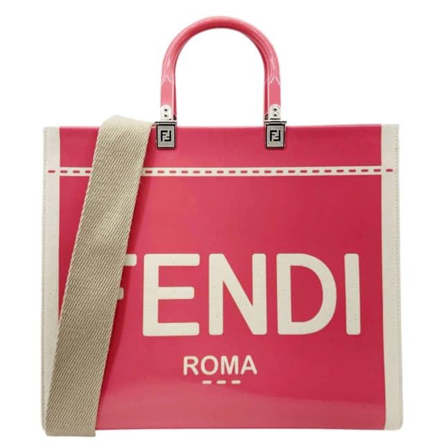 Fendi Sunshine Medium Patent Leather Crossbody Tote Bag Light Pink in Pink Patent leather from Dallas Designer Handbags, photo 1 of 1