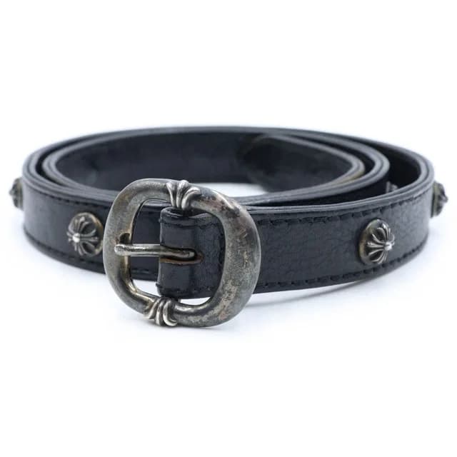 Chrome Hearts Crossball Leather Belt Gunslinger Black in Black Leather from The Reluxe, photo 1 of 1