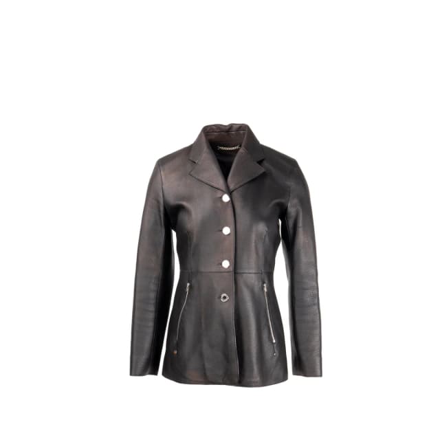 Hermès Size 36 Leather Jacket Deerskin Black SHW in Black Leather from EMIER, photo 1 of 1