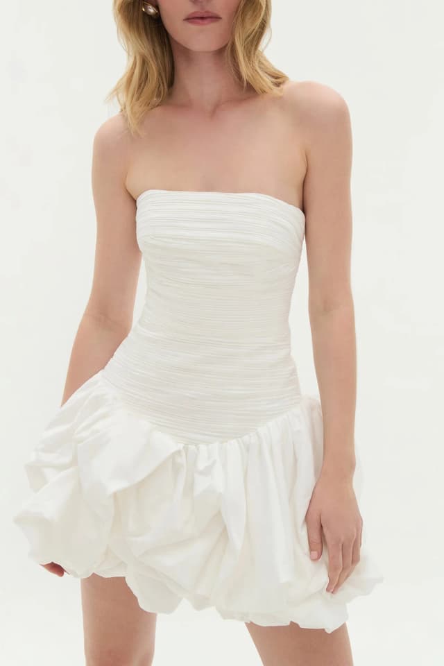 AJE Violette Bubble Hem Mini Dress in IVORY, image 1 of 1 from Aje