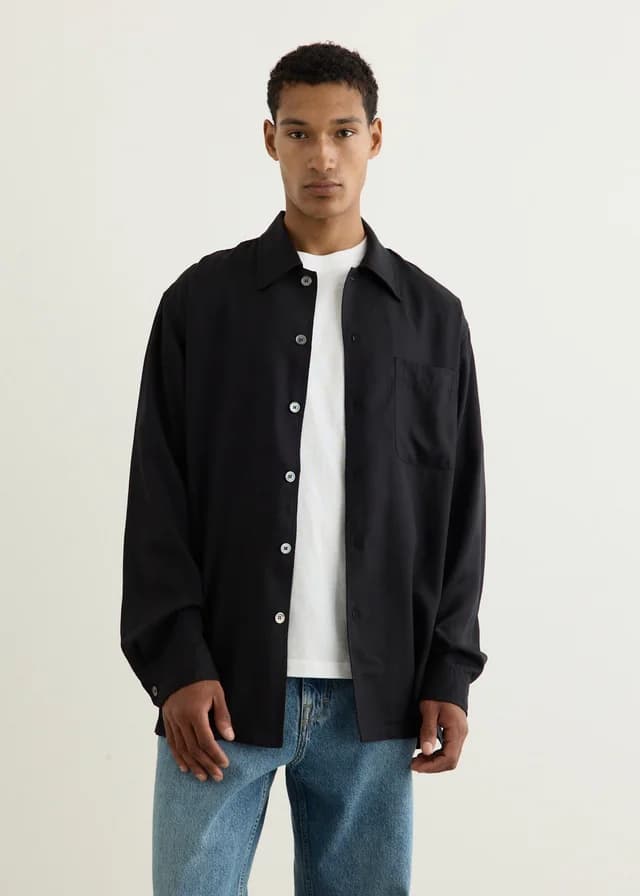 Our Legacy Every Shirt in Draping Black Lyocell, image 1 of 1 from Incu
