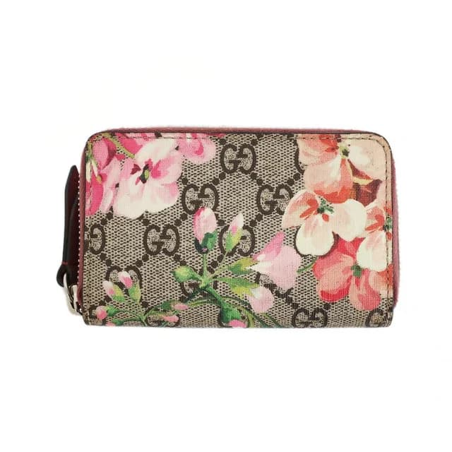Gucci GG Blooms Coin Purse Wallet Pink Beige Silver Leather Floral in Beige Leather from The Reluxe, photo 1 of 1