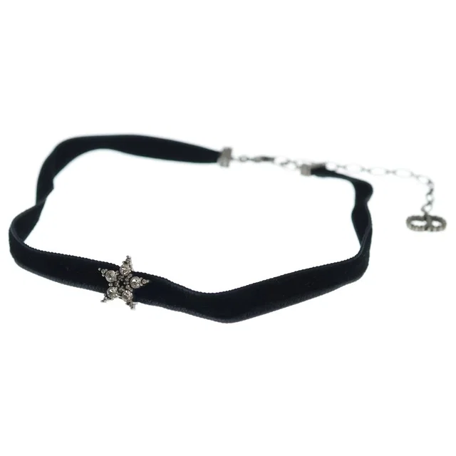 Dior CD Star Rhinestone Velvet Bracelet Black Silver in Black Velvet from The Reluxe, photo 1 of 1