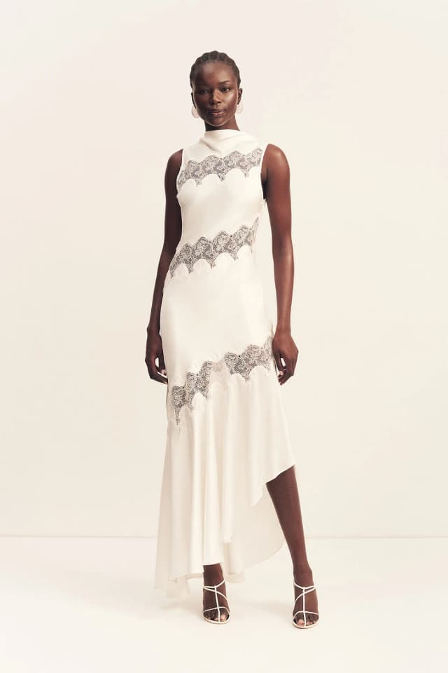 Shona Joy SIMONA ASYMMETRICAL PANELLED MAXI DRESS - IVORY, image 1 of 1 from Shona Joy