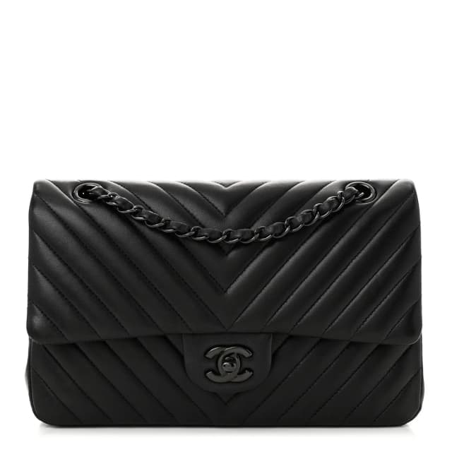 Chanel Classic Double Flap Lambskin Leather Bag - Black in Black Lambskin from H&T, photo 1 of 1