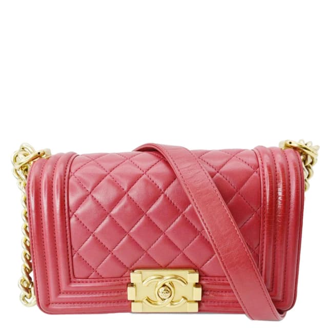 Chanel Le Boy Small Lambskin Leather Shoulder Bag Red in Red Lambskin from Dallas Designer Handbags, photo 1 of 1